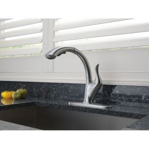 Delta Faucet Linden Single-Handle Kitchen Sink Faucet with Pull Out Sprayer, Chrome 4153-DST, 12.38 x 5.00 x 12.38 inches