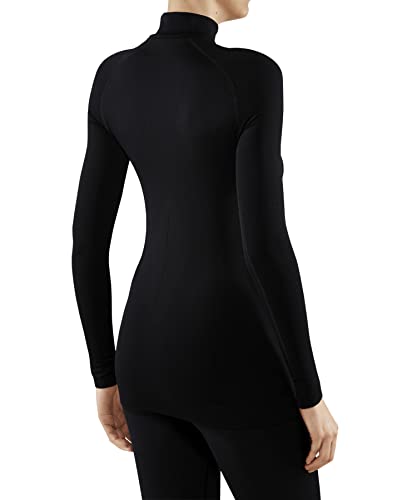 FALKE Women's Maximum Warm Tight Fit Zip Base Layer Top, Thermal Underwear, Cold Temps, Breathable Quick Dry, Nylon, Black (Black 3000), XS, 1 Piece