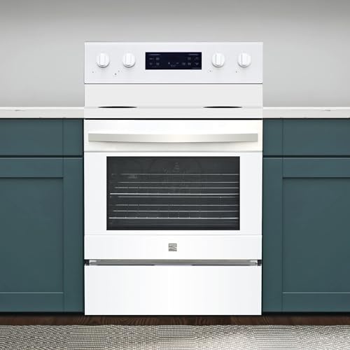 Kenmore 30” Electric Range with 5.0 cu. ft. Oven, Coil Cooktop, LED Touch Controls, Dual Oven Racks, Storage Drawer, Stainless Steel Electric Stove with 4 Coil Burners