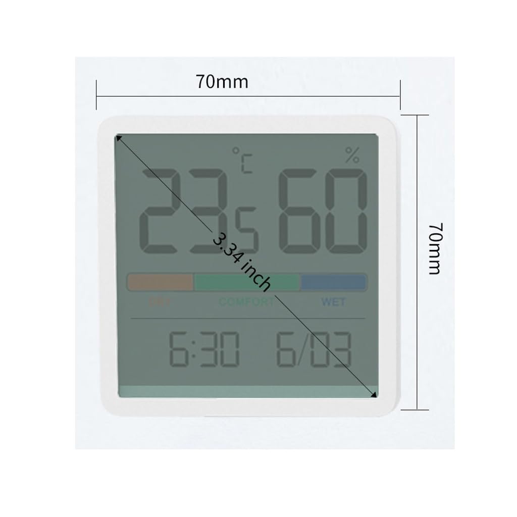 PNAWLLCF-65 Purpose Digital Temperature and Humidity Meter Clock Household Indoor Kitchen Refrigerator
