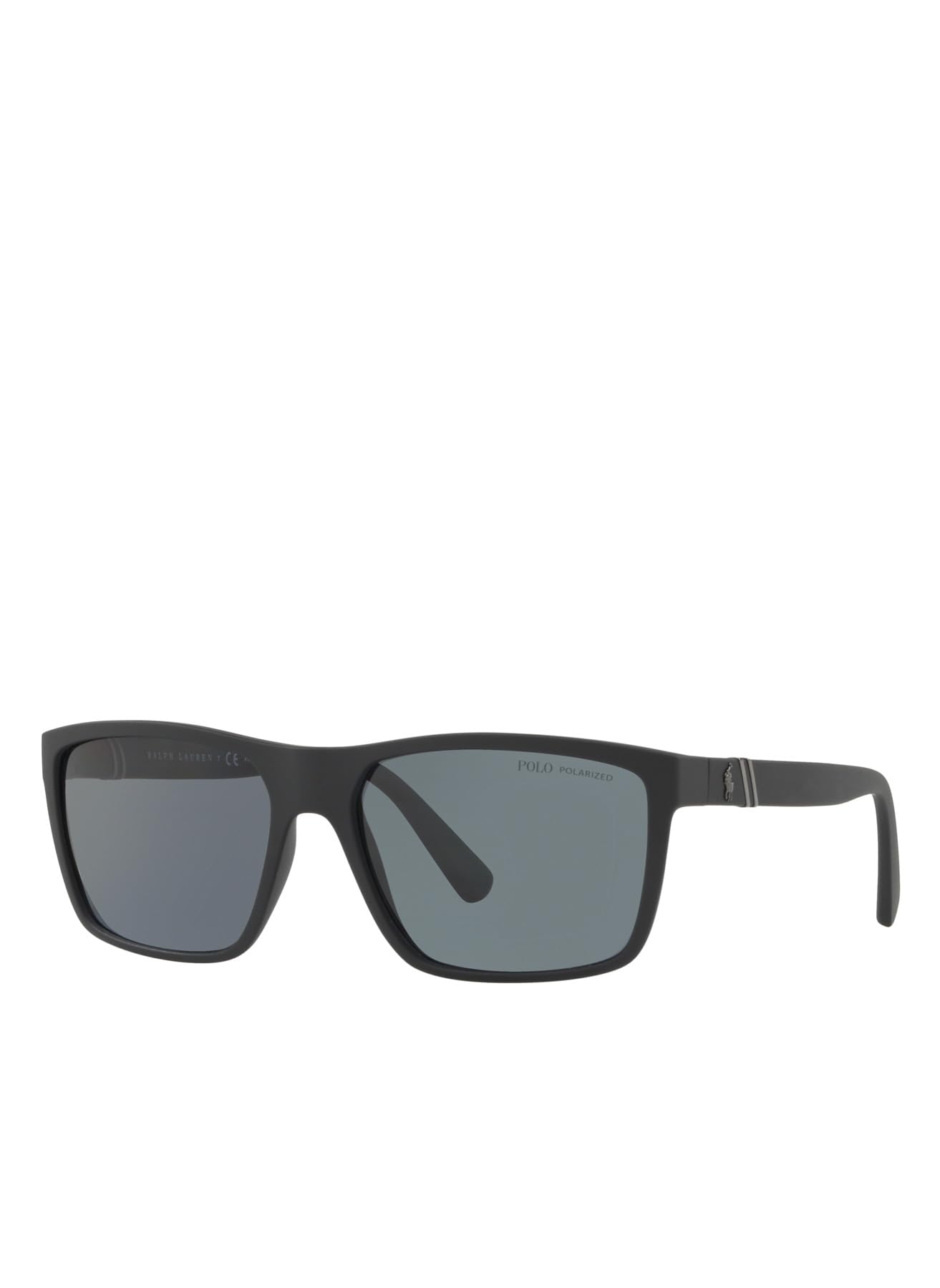Polo Ralph Lauren Mens PH4133 Rectangular Sunglasses, Matte Black/Polarized Grey, 59 mm