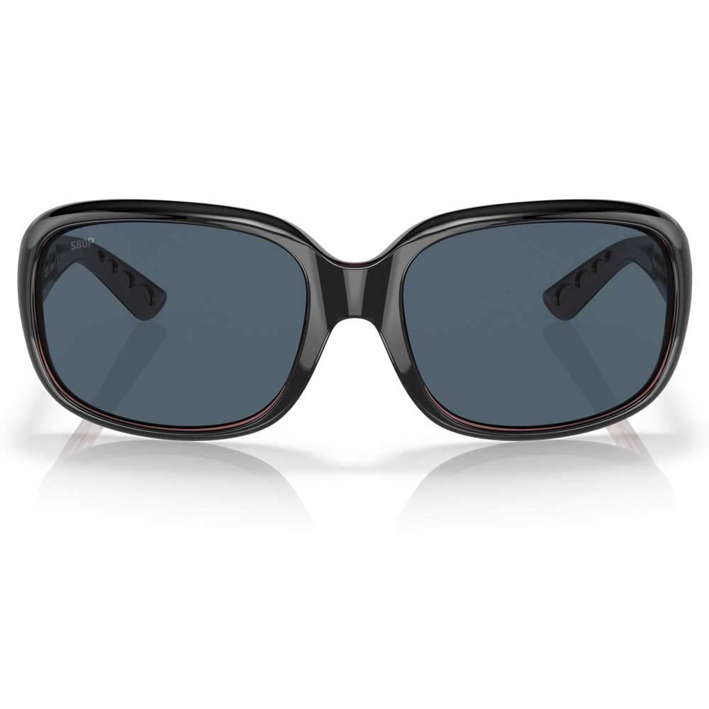 Costa Woman Sunglasses Shiny Black/Hibiscus Frame, Gray Lenses, 58MM