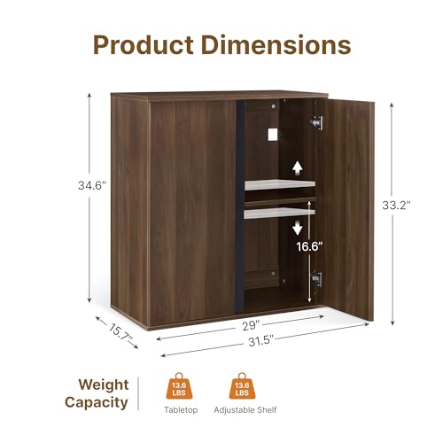 KISLOT 31.5" Sideboard Buffet Cabinet with Storage Modular Accent Display Kitchen Storage Cabinet Wood Coffee Bar Console for Living Room, Hallway, Kitchen, Dining Room,Walnut