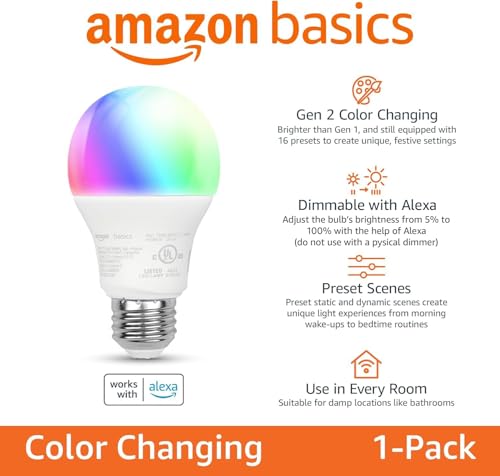 Echo Spot with Amazon Basics Smart Color Bulb