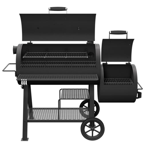 Oklahoma Joe's® Highland Offset Reverse Flow Offset Charcoal Smoker and Grill With 1093 sq. in. Cooking Area in Black - Charcoal Smoker Grill