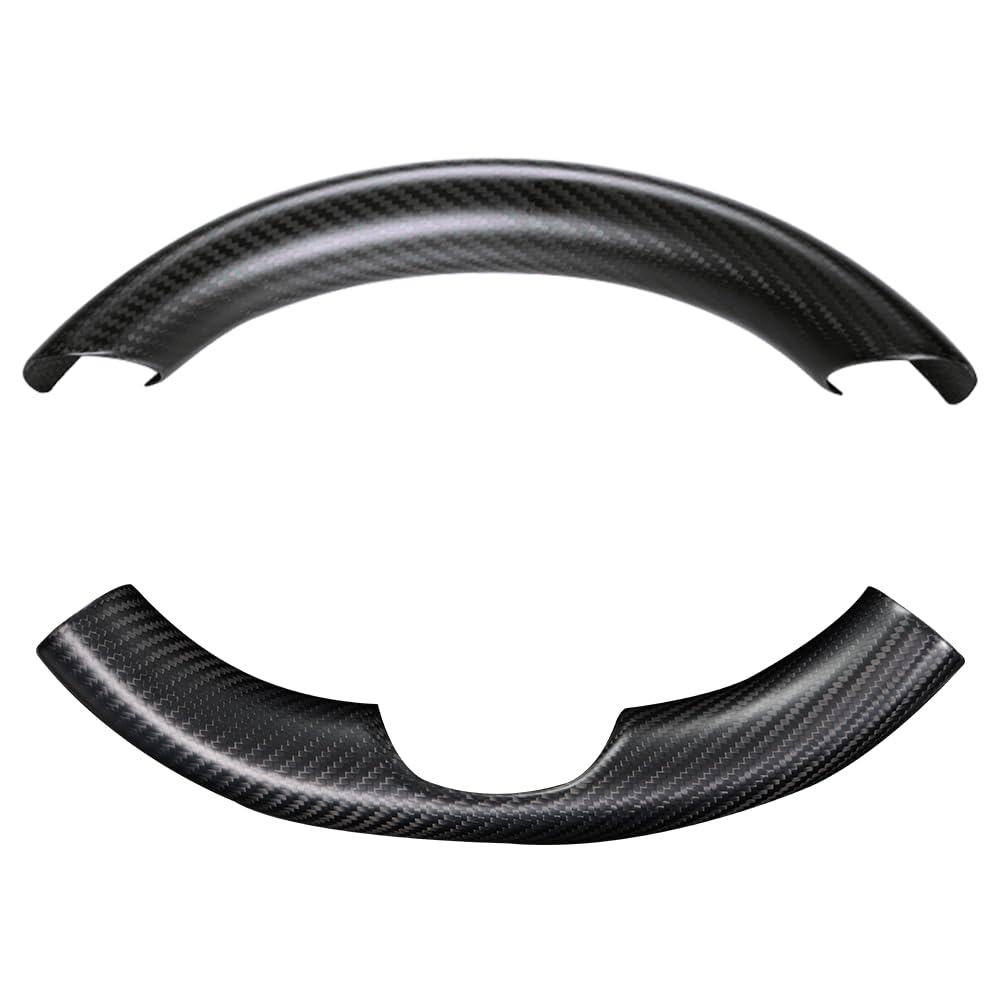 JSWAN Real Carbon Fiber Steering Wheel Cover for Tesla Model 3 2017 to 2023 Model Y 2020 to 2024 Steering Wheel Cover Steering Wheel Wrap Protector Interior Accessories (Matte Black 2Pcs)