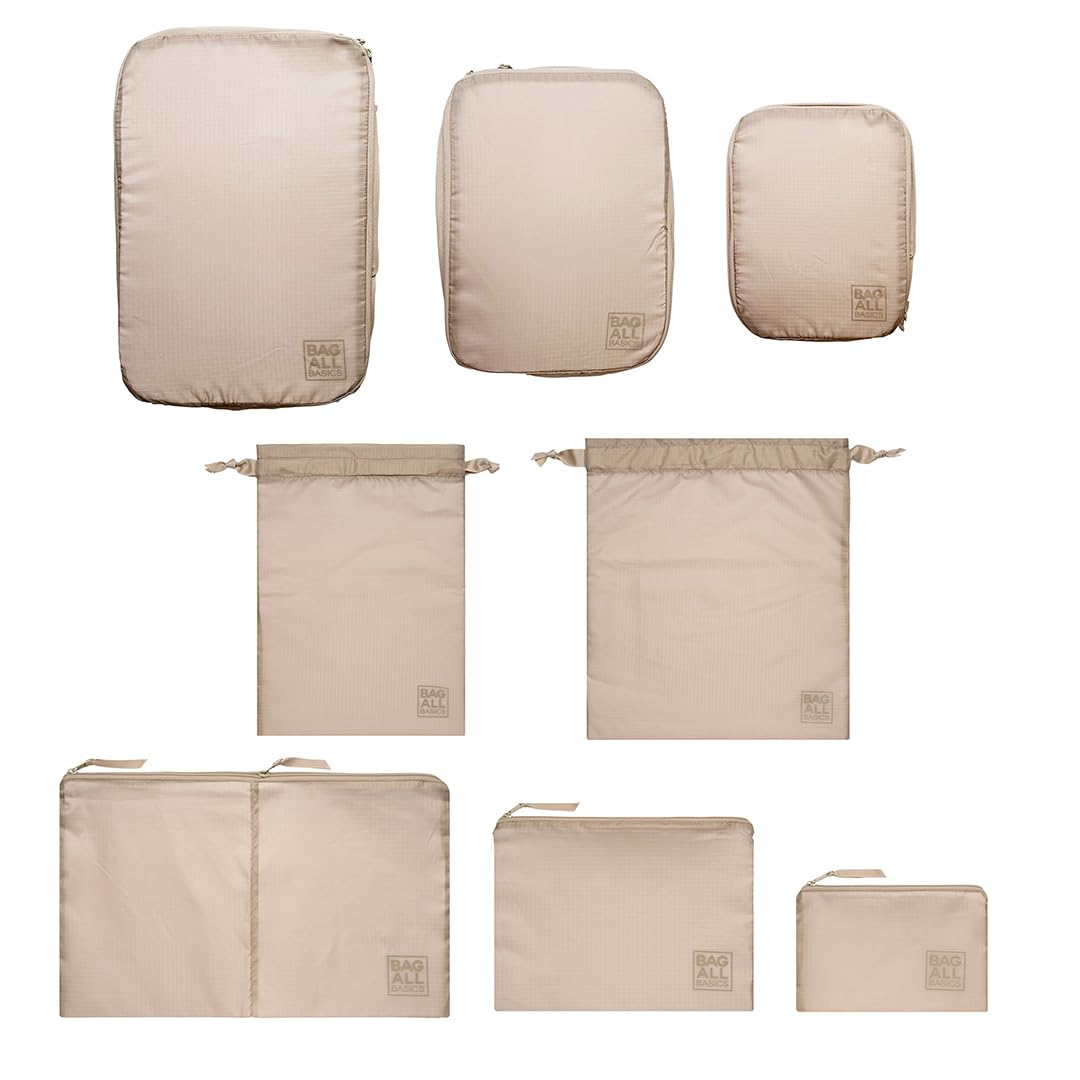 Bag-All Packing Cubes for Travel | Luggage Organizers for Suitcase | Travel Storage Cubes for Organizing | Luggage Organizer Bags | Traveling Essentials | Pack of 8 | Taupe