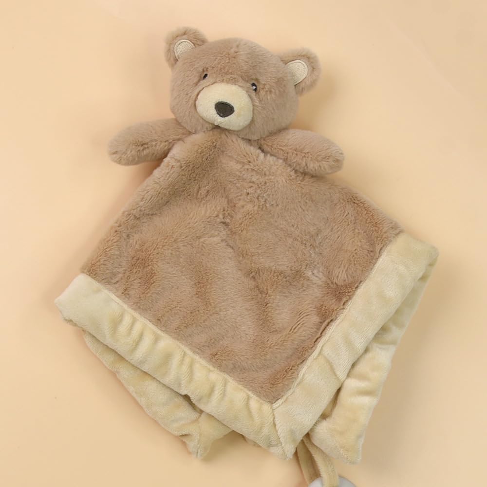 Baby Bear Security Blanket, Soft Loveys for Babies, Lovey for Newborn Boys and Girls, Gender Neutral Security Blanket with Stuffed Animal, Baby Snuggle Toy