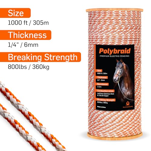 Pet & Livestock HQ - 1000ft Electric Polybraid Fence with 100 Insulators - 2 Product Bundle