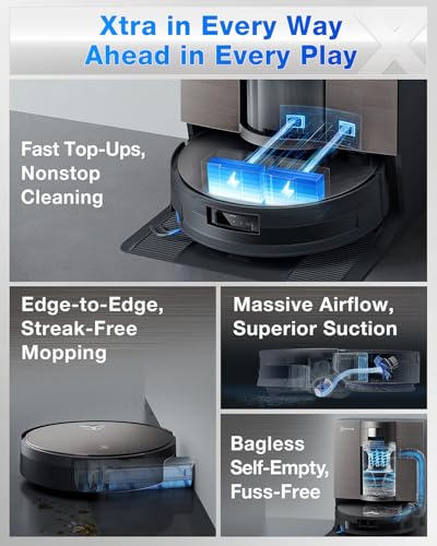ECOVACS DEEBOT X11 OmniCyclone Robot Vacuum and Mop, PowerBoost Charging, OZMO Roller 2.0 Self-Washing, 19,500Pa Suction, Bagless Station, AIVI 3D Navigation, Hardwood/Carpet/Tile