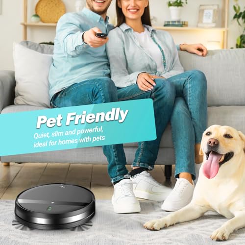 Kilgone Robot Vacuum for Pet Hair, 2-in-1 Vacuum & Mop Combo with Tangle-Free Suction & Smart 3D Avoidance, App/Wi-Fi/Alexa, Ultra-Slim & Quiet, Self-Charging for Hard Floors and Low-Pile Carpet