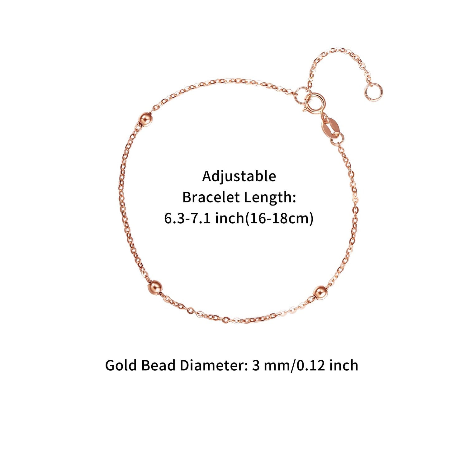 ZHOU LIU FU 18K Rose Gold Chain Bracelet Thin Link Small Beads Freshwater Pearls Bracelet Dainty Jewelry Set Layered Bracelets for Women Mom Daughter Friends Gifts Birthday Anniversary