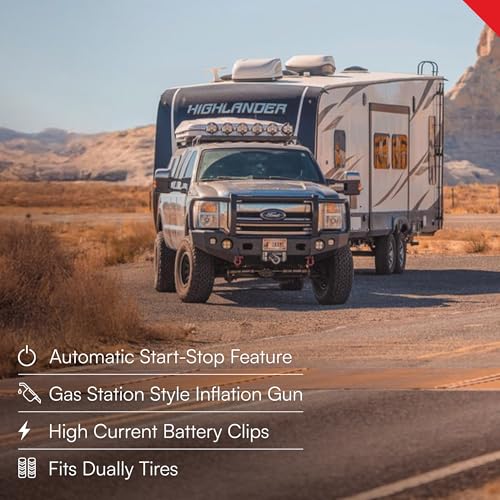 VIAIR 400P-RV - 40047 Tire Inflator Portable Air Compressor with RV Inflation Gun, 90 Degree Chuck | 12V Tire Pump Air Compressor Portable Heavy Duty 150 PSI, up to Class C Tires, Alligator Clips