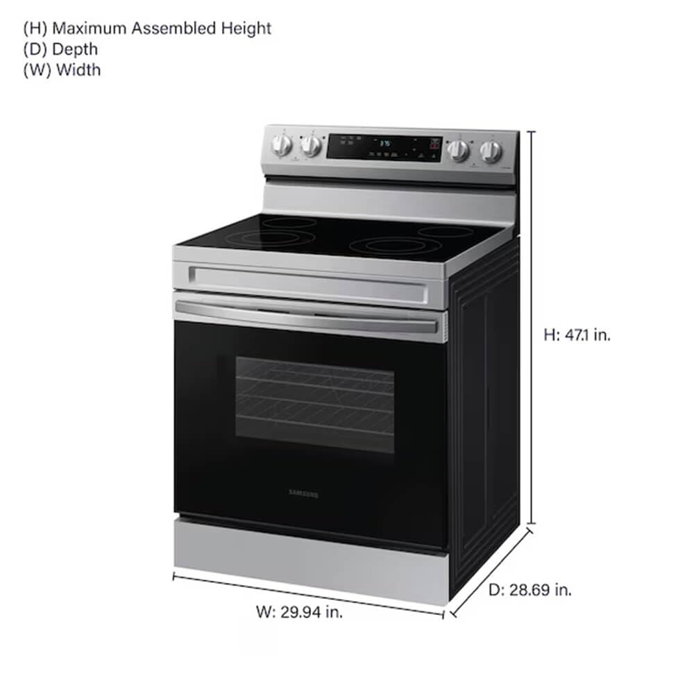 Samsung 6.3 Cu. Ft. Smart Freestanding Electric Range with Steam Clean, Stainless Steel, NE63A6111SS/AA