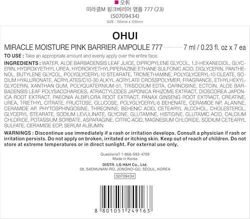 O HUI Miracle Moisture 777 Ampoules | Improves Skin Texture | Facial Soothing Serum | Moisturizer Daily Serum | Korean Skin Care | Ceramide, Glycerin, Peptide, Panthenol | Skin Glow | Travel essentials