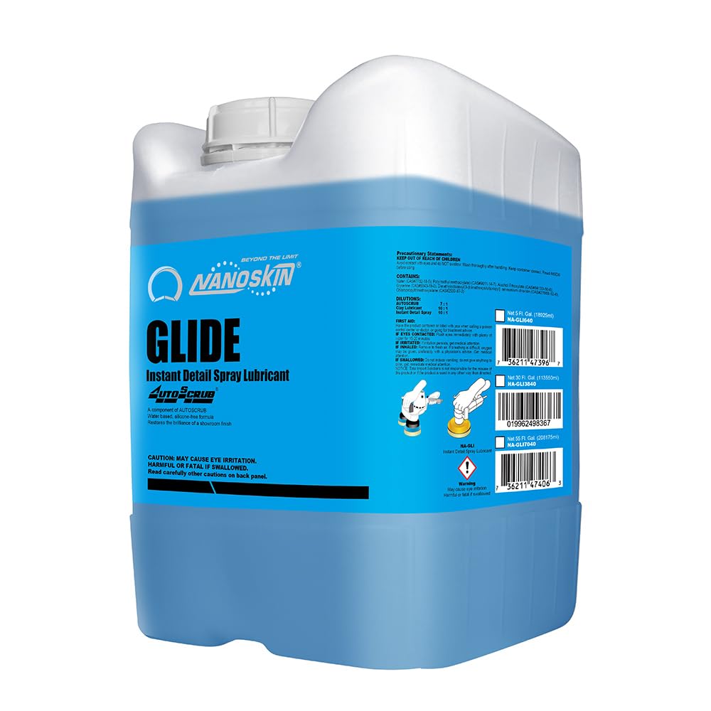 Nanoskin GLIDE Silicone Free Spray Detailer 5 Gallons - Use with Autoscrub/Clay Bar After Car Wash | Leaves No Residue Before Wax Sealant Coating | Automotive, Home, Garage, DIY & More | Concentrated