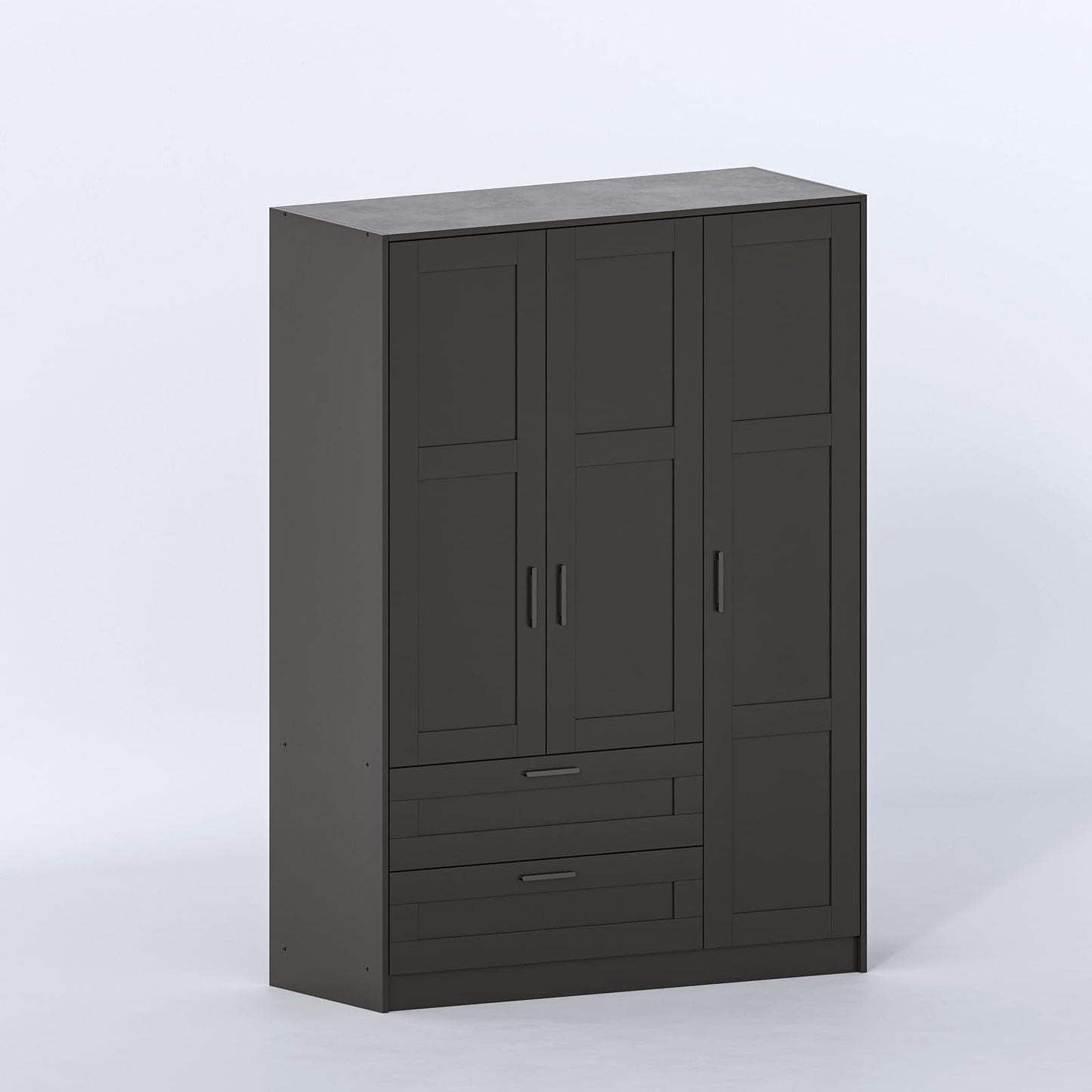 Fddevelop Wood Wardrobe Closet with 3 Doors and 2 Drawer,Bedroom Freestanding Armoire Storage Cabinet with Shelves,Wooden Wardrobe Combination for Hanging Clothes
