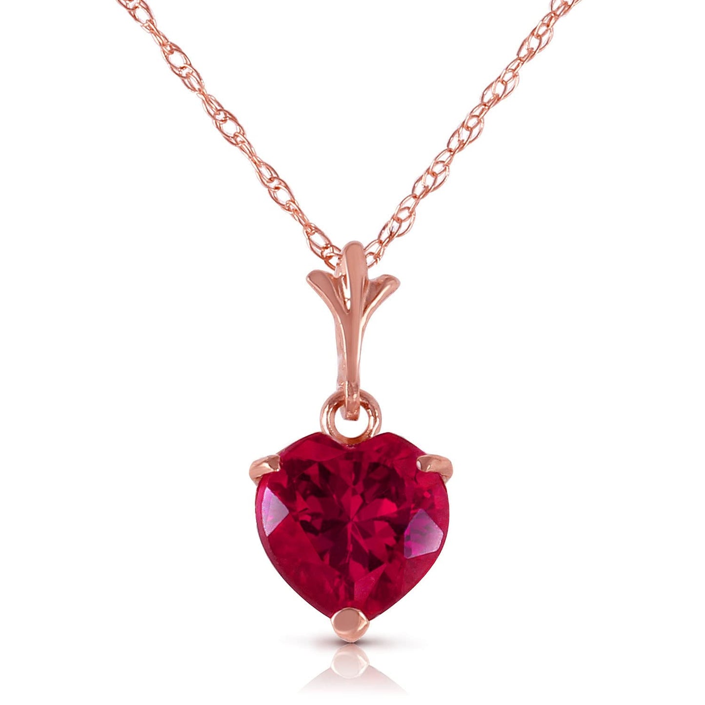 Galaxy Gold GG 14K Solid Rose Gold Lab Grown Heart Ruby Jewelry Set for Women – 4.35 Carat Necklace and Leverback Earrings, 18 Inch – Fine Jewelry