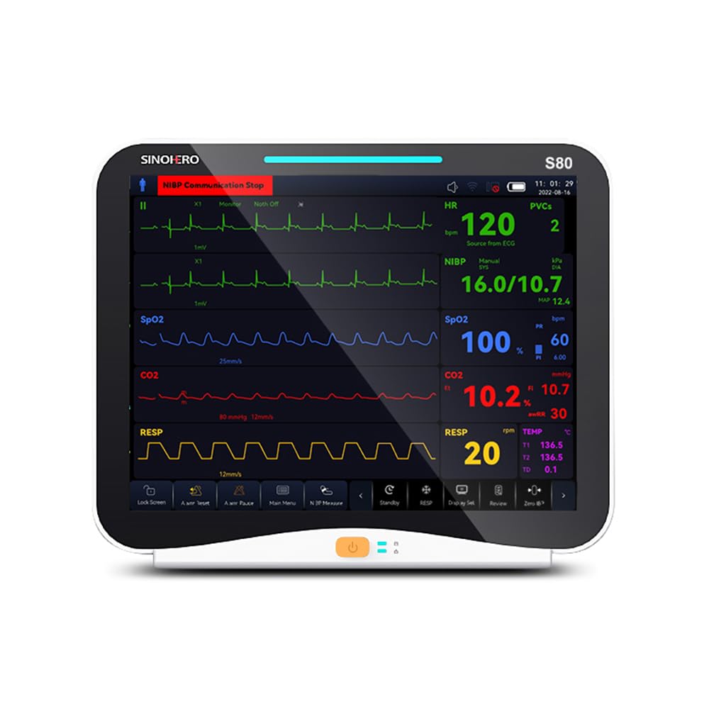 SINOHERO Veterinary Monitor 10.1'' Multi-Parameter Touch Screen Pet Monitor for Cat, Dog,Cow,Pig,Horse and Other Animals (Standard Version with ETCO2)