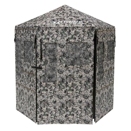 Hawk Warrior Hunting Durable 72'' L X 78'' T No-Tool Assembly Camo Concealing Ground Panel Blind with Silent Magnetic Closures & Multiple Windows
