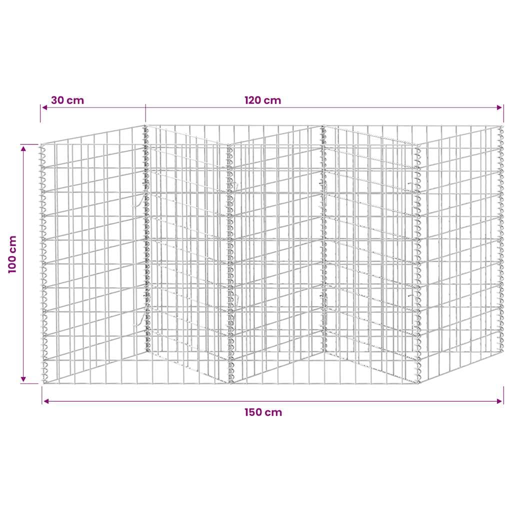 Gabion Basket Galvanized Steel 47.2"x11.8"x39.4" Rustproof Metal Fence Mesh Panels Easy to Assemble Fence Kit for Garden Border Yard Edge Fencing Outdoor Use