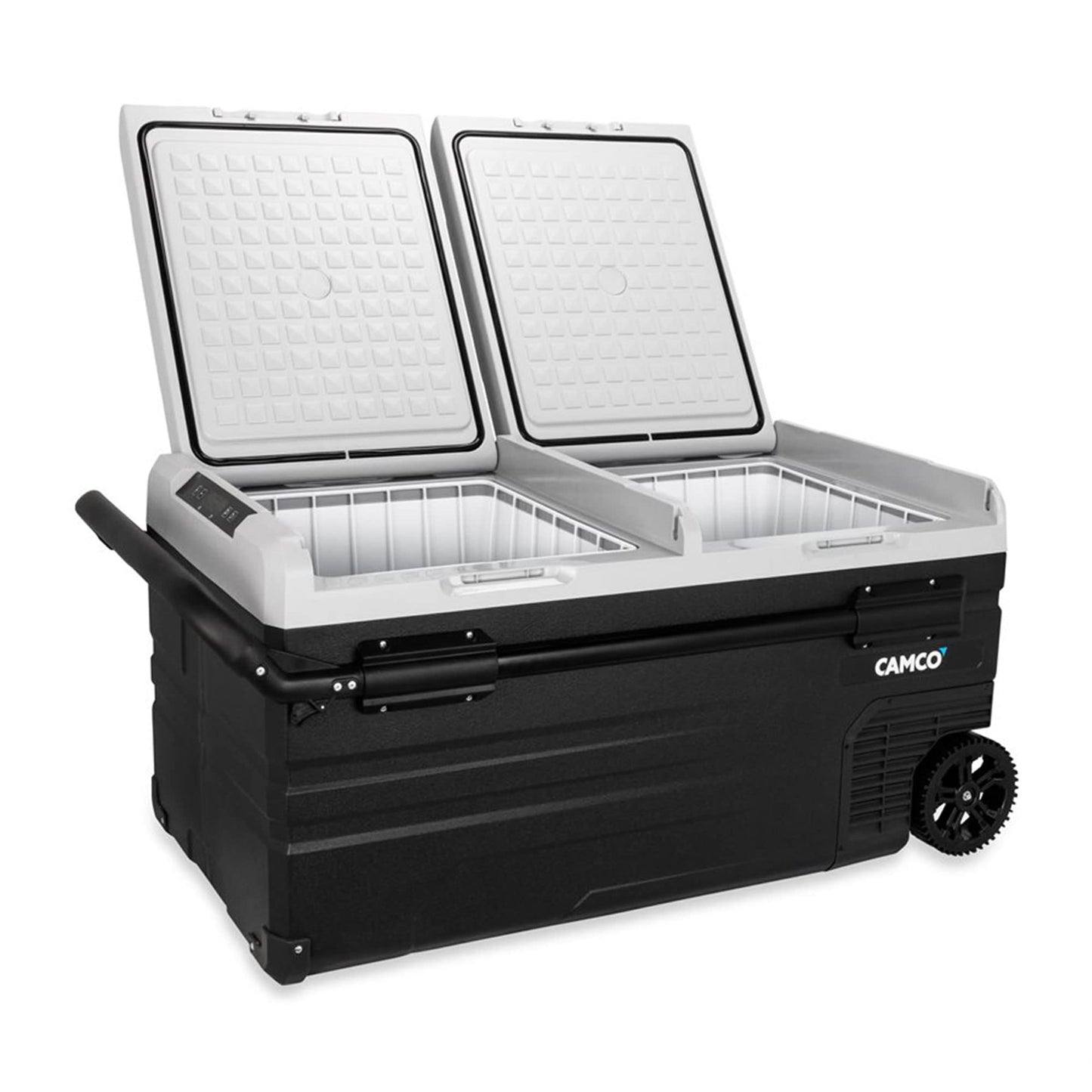 Camco 51522 CAM-950 Portable Refrigerator, AC 110V/DC 12V Compact Fridge/Freezer with Dual Zone Cooling, 95-Liter - Keeps Food and Drinks Cold While On-the-Go - Ideal for Road Trips, RVing, Camping