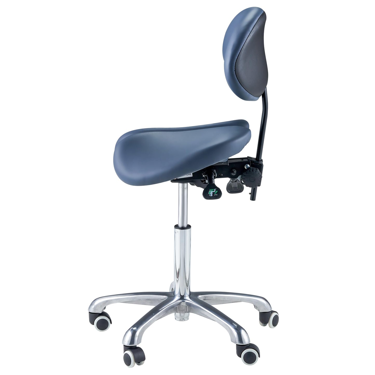 Master Massage Ergonomic Saddle Stool Hydraulic Swivel Rolling Chair for Salon, Clinic, Tattoo, Dentist, Spa, Workshop,and Office Split Style with Backrest Royal Blue
