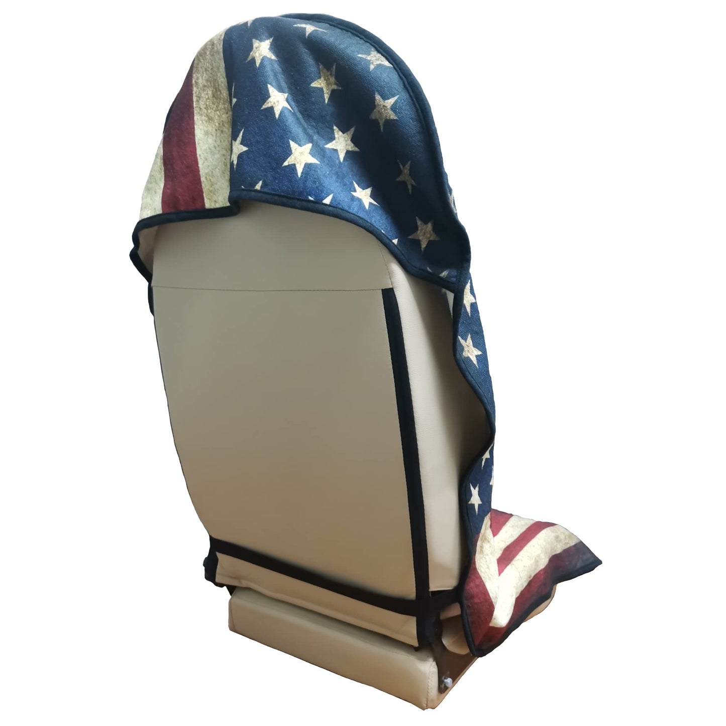 LoyaGour Car Seat Cover Protector Front Seats,for Gym Workout,Running,Swimming,Beach and Hiking,Waterproof Sweat Towel Bucket Seat Covers for Cars SUV Trucks (American Flag, 1Pcs)