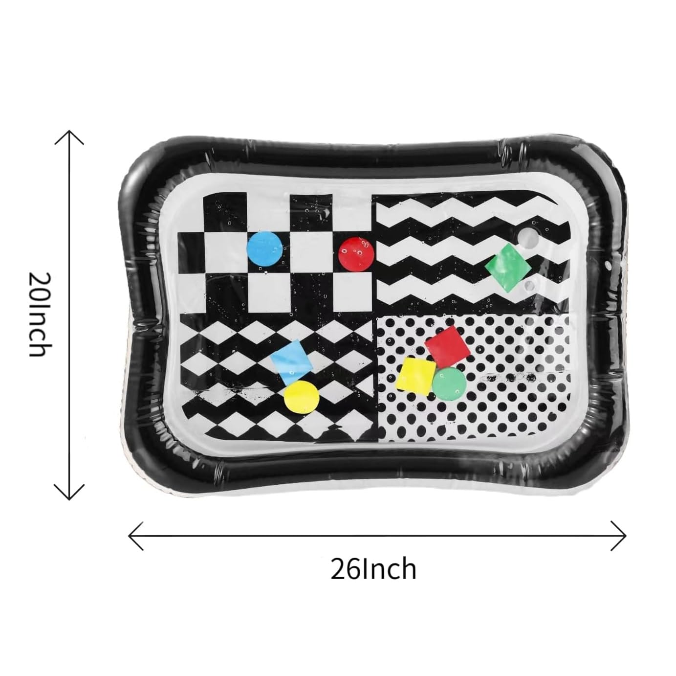PandaEar 2-Pack Tummy Time Water Mat for Baby 3-36 Months - High Contrast Black & White + Ocean Sensory Play Mat - BPA-Free Leak-Proof Inflatable Infant Toys for Brain Development & Motor Skills