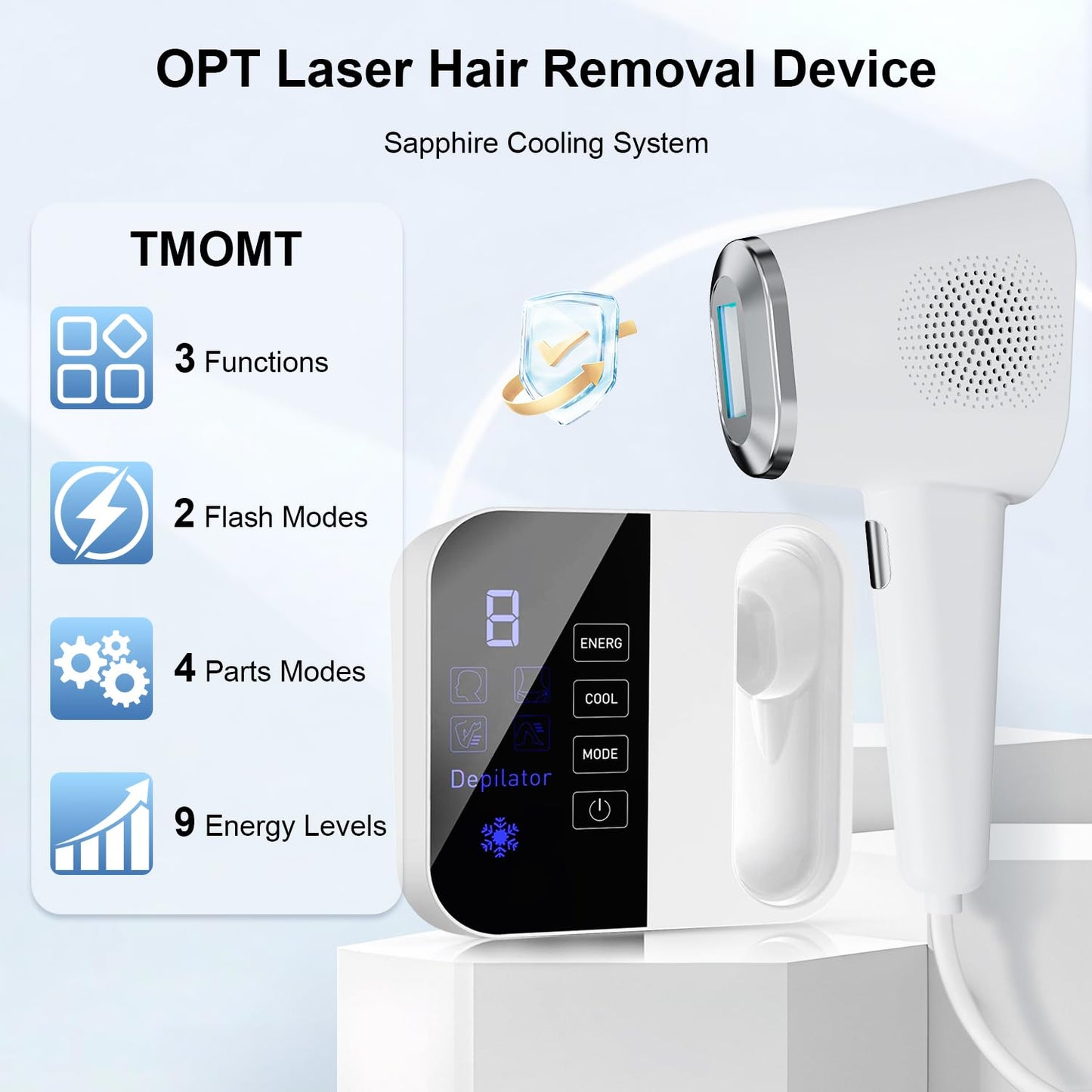 IPL Cooling Hair Laser Removal Device for Women, OPT Laser Hair Removal Device with Ice Cooling Flashes Permanent Hair Removal