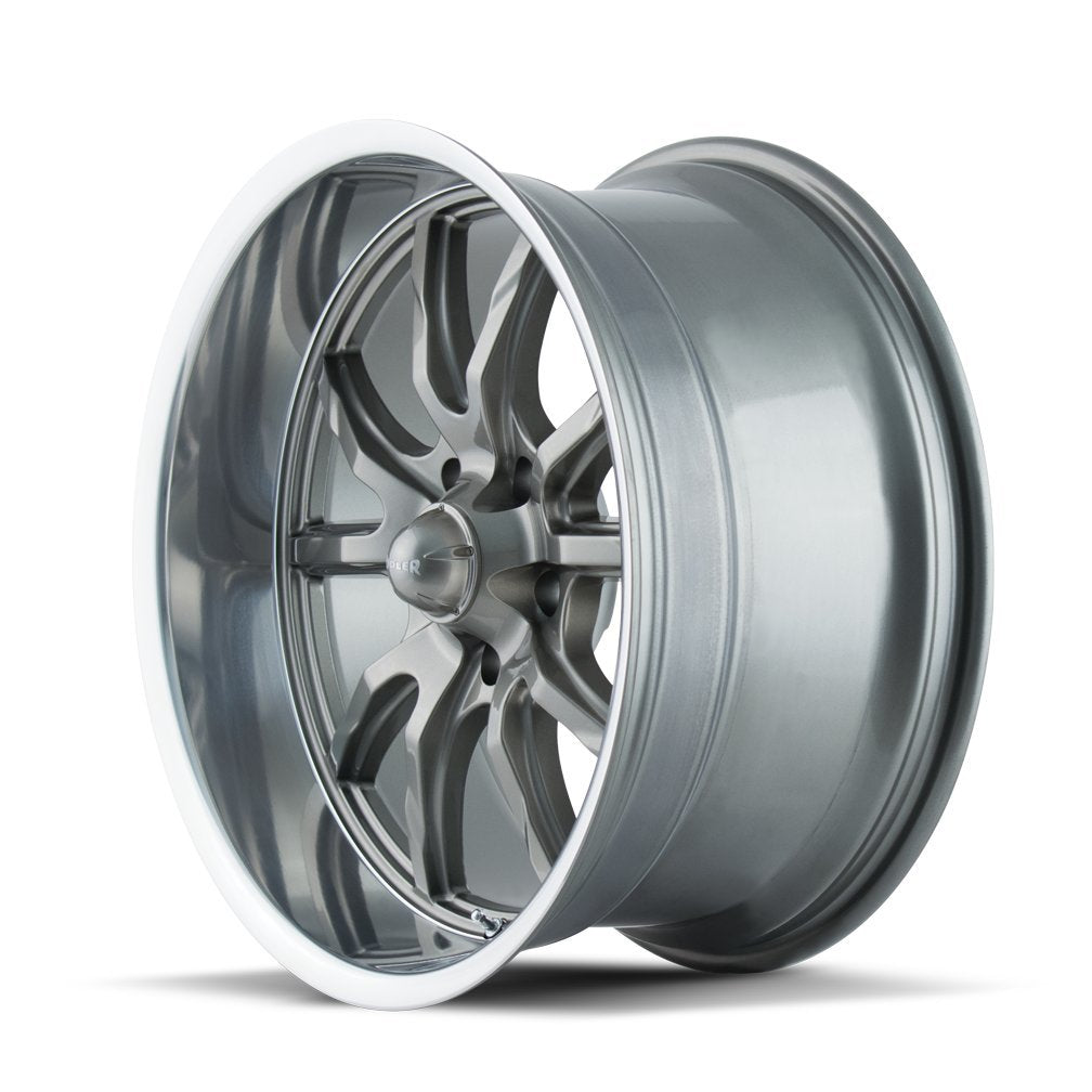Ridler 650 Grey/Polished Lip Wheel with Painted Finish (20 x 10. inches /5 x 127 mm, 0 mm Offset)