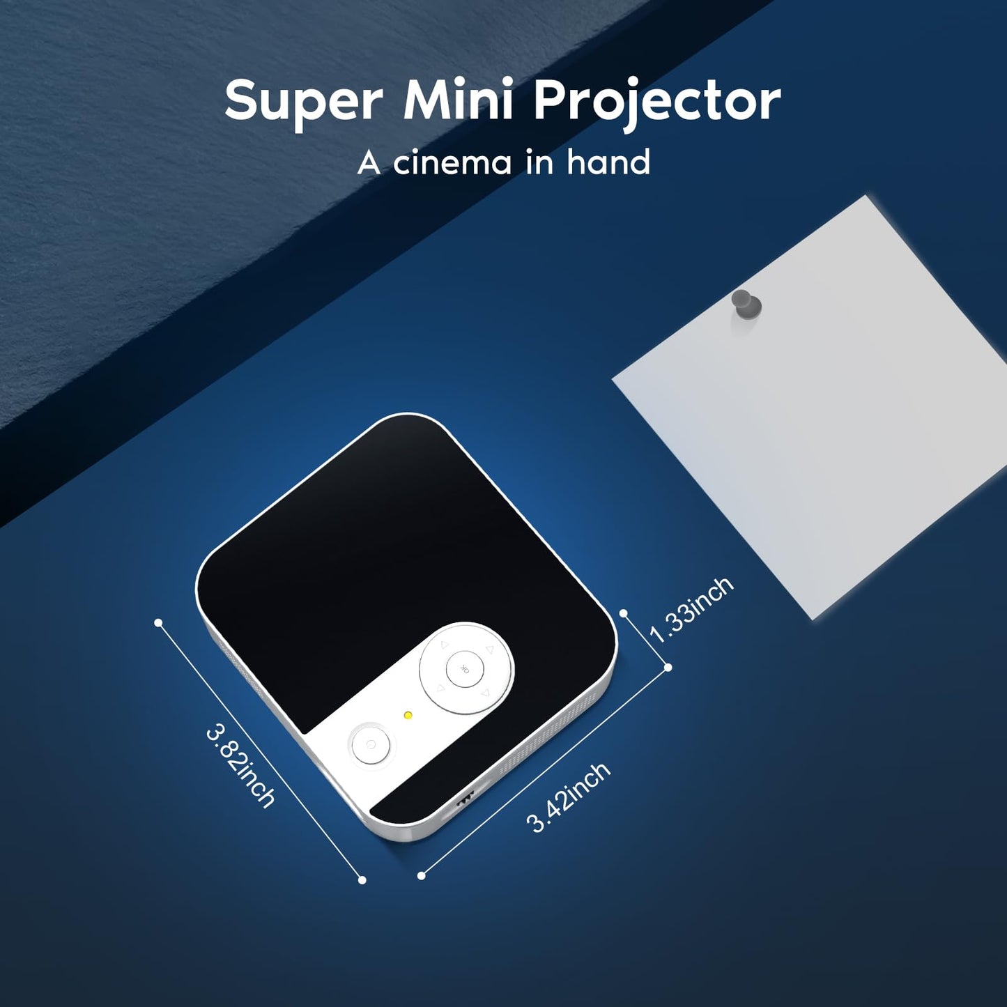 Ultra Mini Pico Pocket Projector, 1080P Support DLP LED Portable Projector, Built in Rechargeable Battery & Speaker, Wireless Micro Projector with WiFi and Bluetooth, Compatible with Phone/Pad/HDMI