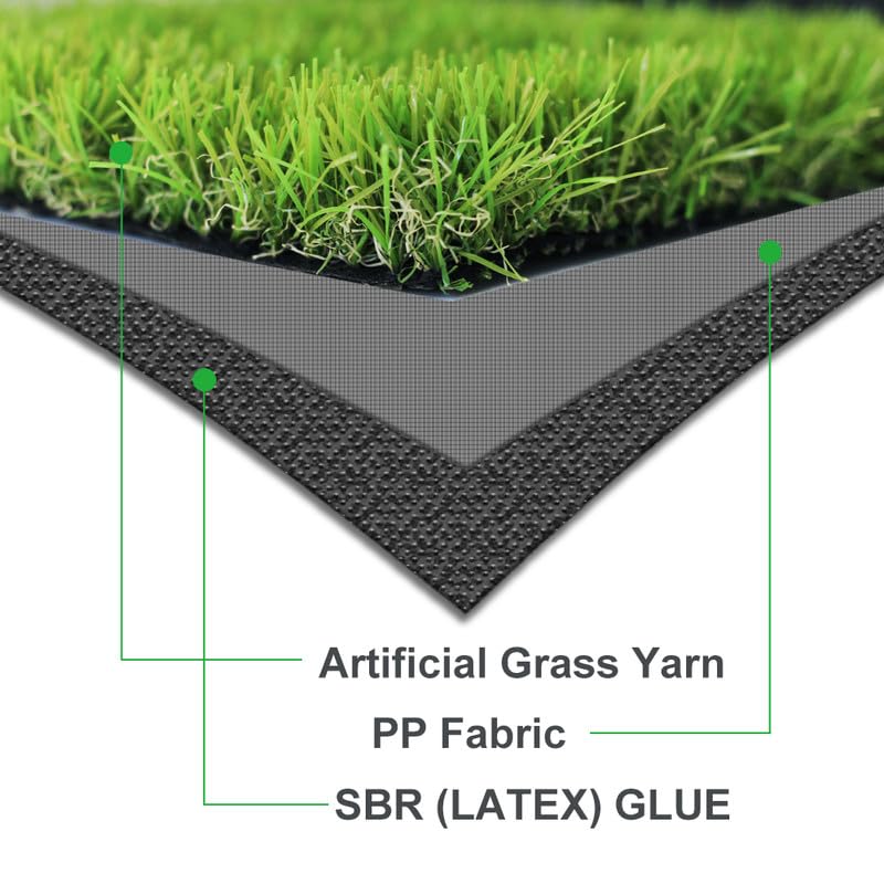 SHNOSU Artificial Grass Turf Rug 7FTX15FT Indoor Outdoor, 1.38" Pile Height Realistic Fake Grass with Drain Holes Astro Turf for Patio Garden Lawn Landscape Balcony