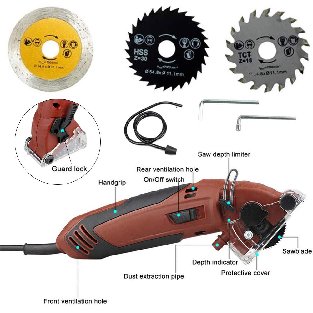 Multifunction Corded Mini Circular Saw Machine Set, 400W High Powered cordless circular saw Machine, Professional Compact Rotorazer Saw for Cut Drywall,Tile, Metal