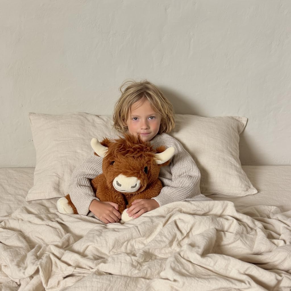 Brease 5 lb Unscented Weighted Brown Highland Cow Plush Toy - Large, Cozy Stuffed Animal for Comfort & Calm, Soft and Huggable Companion for Kids & Adults, Ideal Heavy Plushie for All Ages