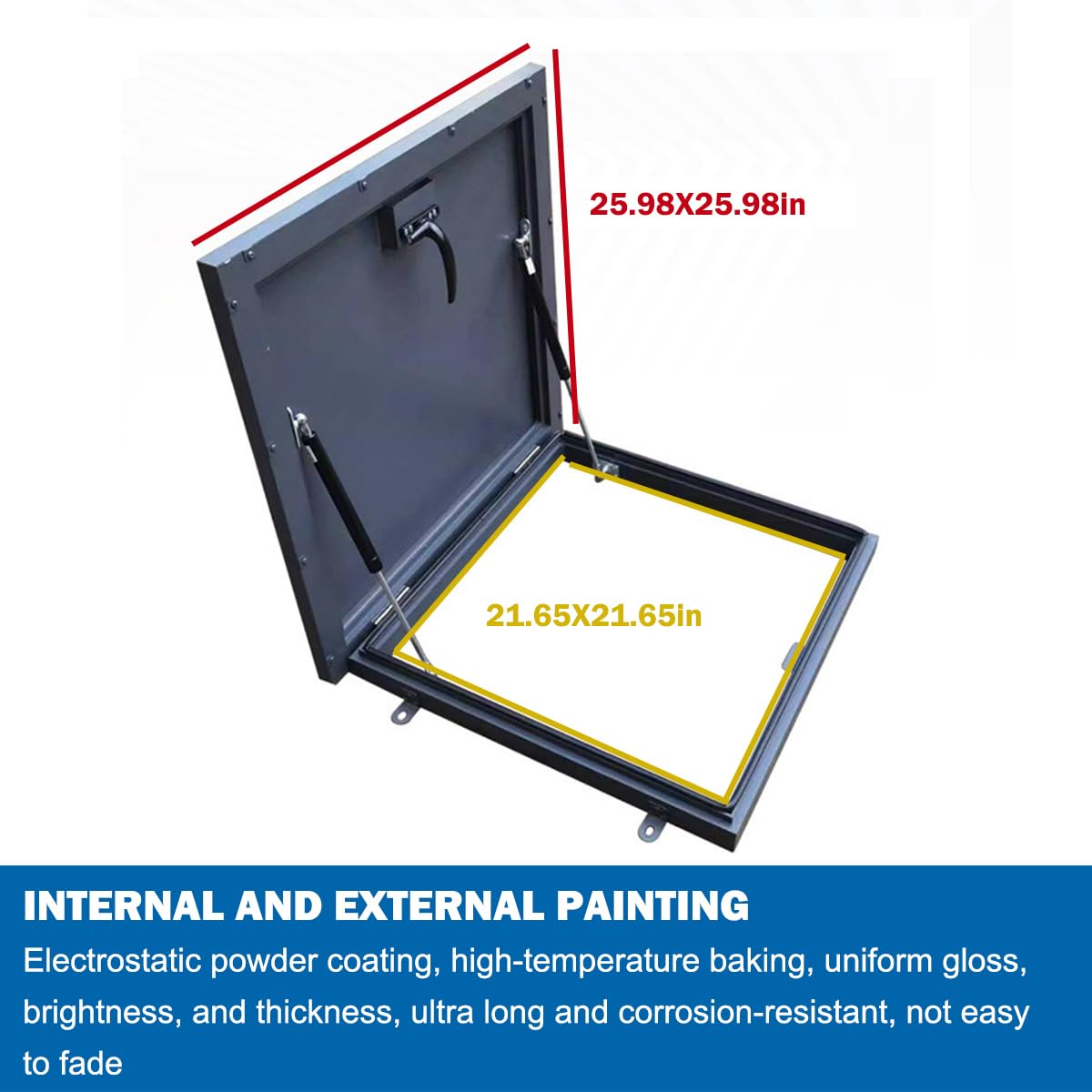 Roof Hatch Steel Anti-Theft Door Skylight Roof Skylight Roof Maintenance Hatch Roof Maintenance Hatch Cover Galvanized Powder Coated Steel Roof Hatch Deck Installation Roof Window (21.65in)