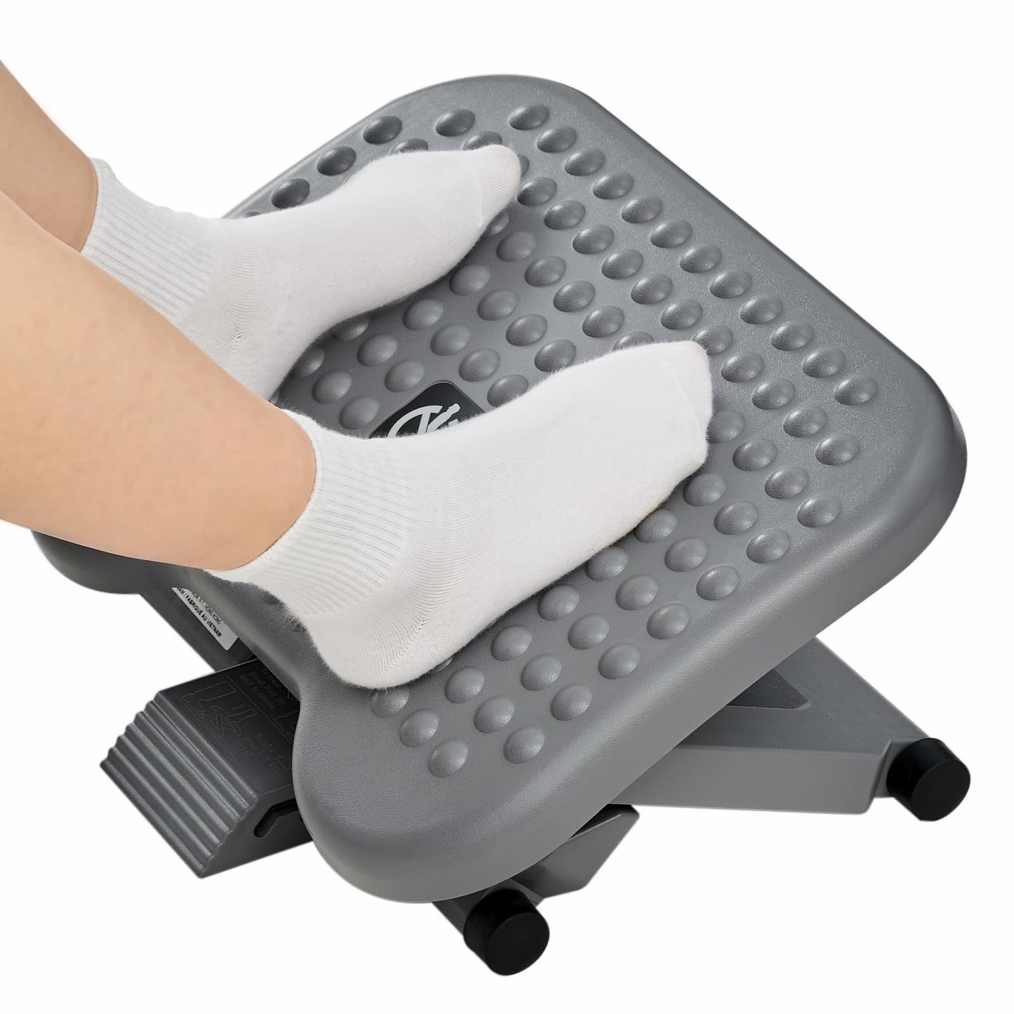 HUANUO Adjustable Desk Footrest, Foot Rest for Under Desk at Work with Massage, Adjustable Foot Stool with 3 Height Position & 30 Degree Tilt Angle Adjustment for Home, Office