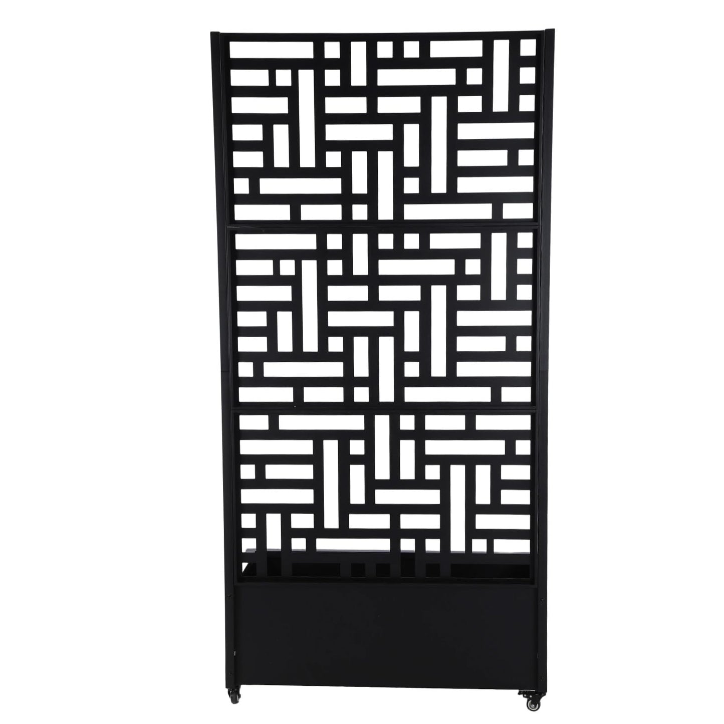 Hubxinly 70.87x35.43x15.75 Inch Metal Planter Box with Trellis and Wheels Privacy Screen Planter with Drainage Holes Outdoor Garden Box for Climbing Plants Vine