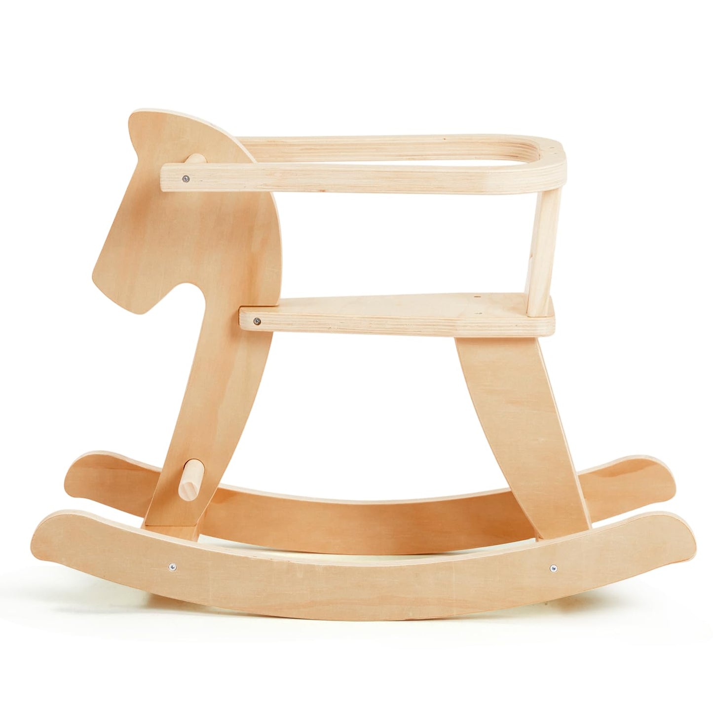 labebe - Wooden Rocking Horse, Baby Wooden Ride On Toys for 12M+, Classic Rocker Toy with Removable Fence, Toddler Riding Toy Indoor/Outdoor, Nursery Birthday Gift (Natural)