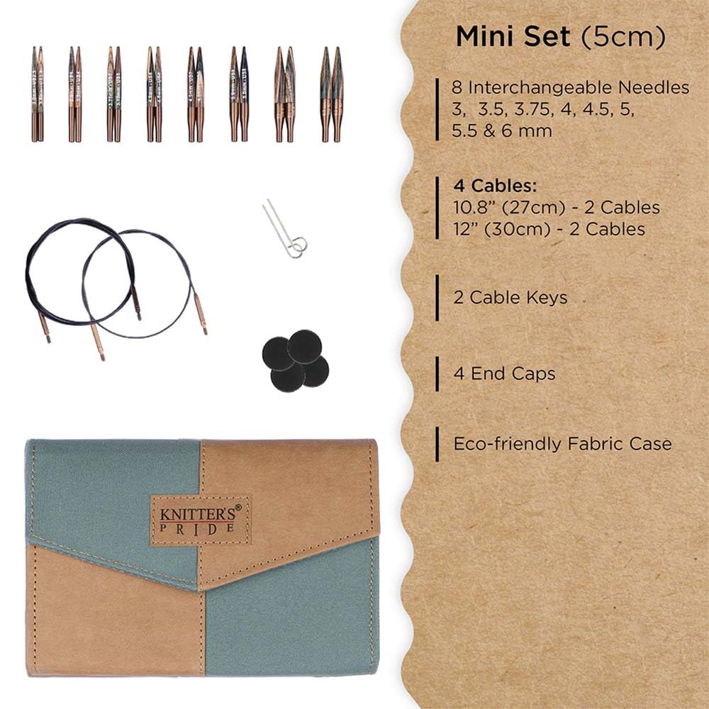 Knitter’s Pride Terra Mini Interchangeable Needle Set 2"" (5cm) – 8 US Sizes (2.5 to 10)