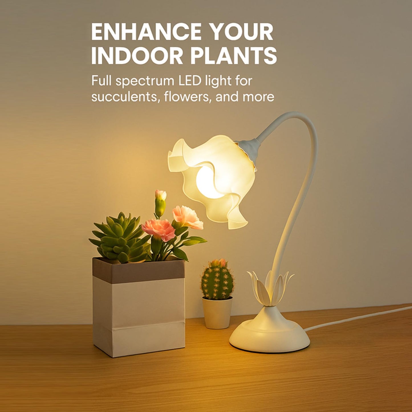 Table Top Grow Light for Indoor Plants – Decorative Desk Plant Light for Succulents Bonsai Cactus, Adjustable Desktop Grow Lights with Base, Cute Office Mini Grow Lamp