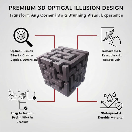 3D Optical Illusion Wall Stickers, 3D Corner Stickers, Modern 3D Visual Home Decorations, Suitable for Living Rooms, bedrooms, Offices and Dormitories.