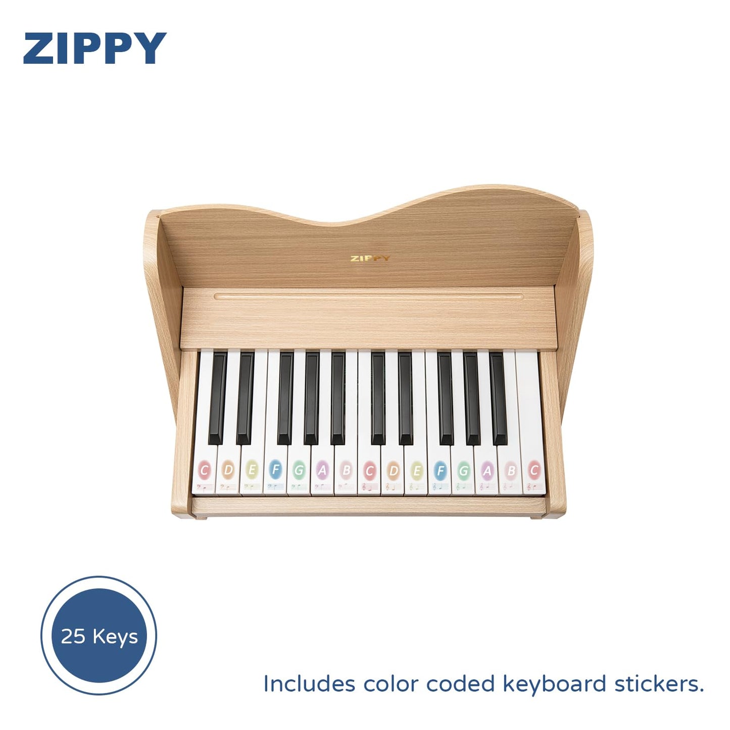 ZIPPY Kids Piano Keyboard, 25 Keys Digital Piano for Kids, Volume Adjustable, Mini Music Educational Instrument Toy, Wood Toy for Toddlers Girls Boys (Oak)