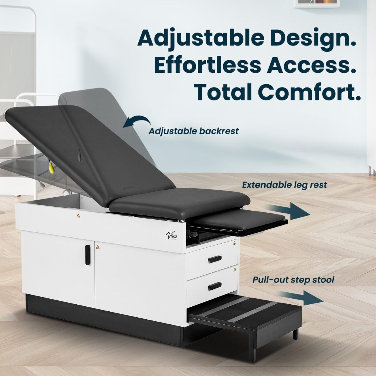 Vivacomfort Slim Line Medical Exam Table, Black