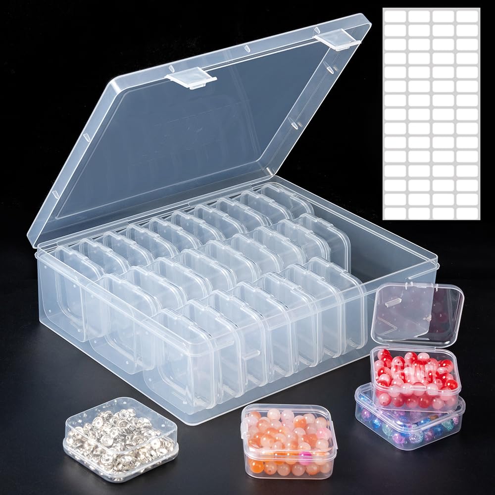 Diamond Art Storage, Bead Organizer Box and Storage Plastic Case with Hinged Lid for Bracelet Making DIY Jewelry Craft Nail and small item storage (Transparent cylindrical box*60)