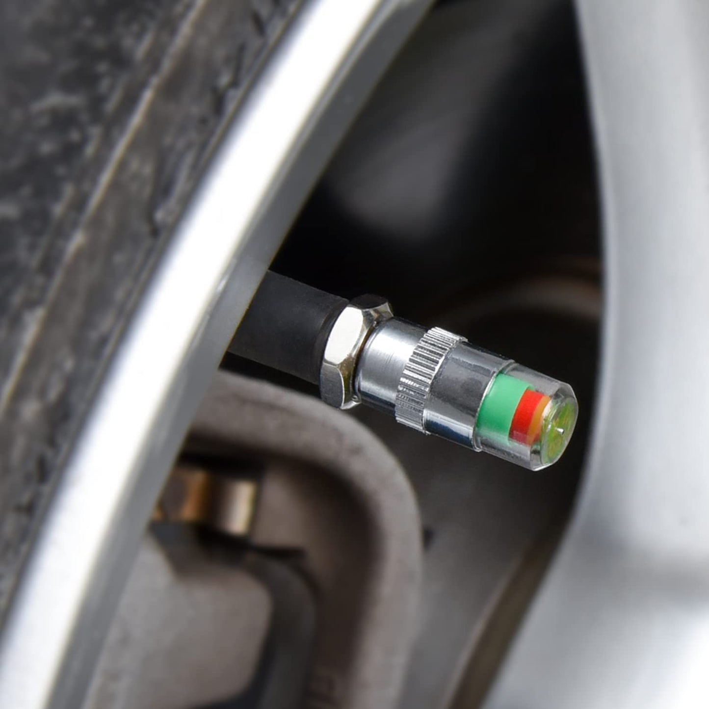 WNCGC 8Pcs 2.2Bar 32PSI Car Tire Pressure Monitor Valve Stem Caps Sensor Indicator 3 Color Eye Alert