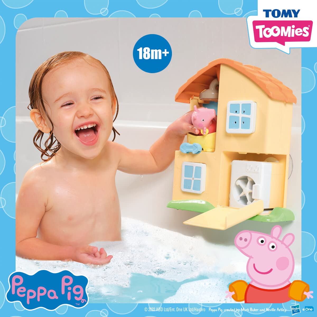 TOMY Toomies Peppa Pig House Bath Toy Playset – Toddler Bathtub Activity Center Suction Cup Toy – Peppa Pig Baby Bath Toys - Toddler Bath and Water Toys - Ages 18 Months and Up