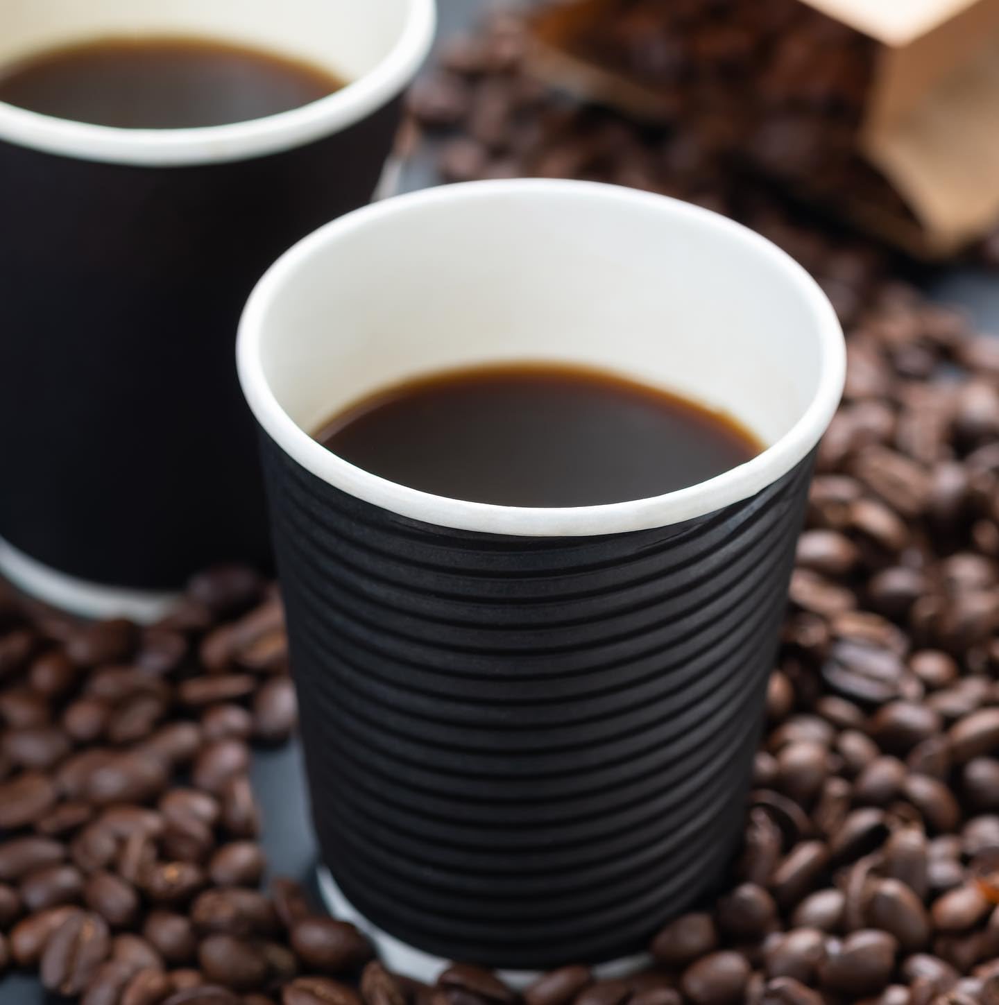 Ripple Wall Design Disposable 8 Oz Coffee Cup 500 Pack Black, Hot Beverage Cups, Eco-Friendly Recyclable Paper, Insulated Coffee Cups, Coffee Bar Accessories Paper Coffee Cups To Go, Hot Cups