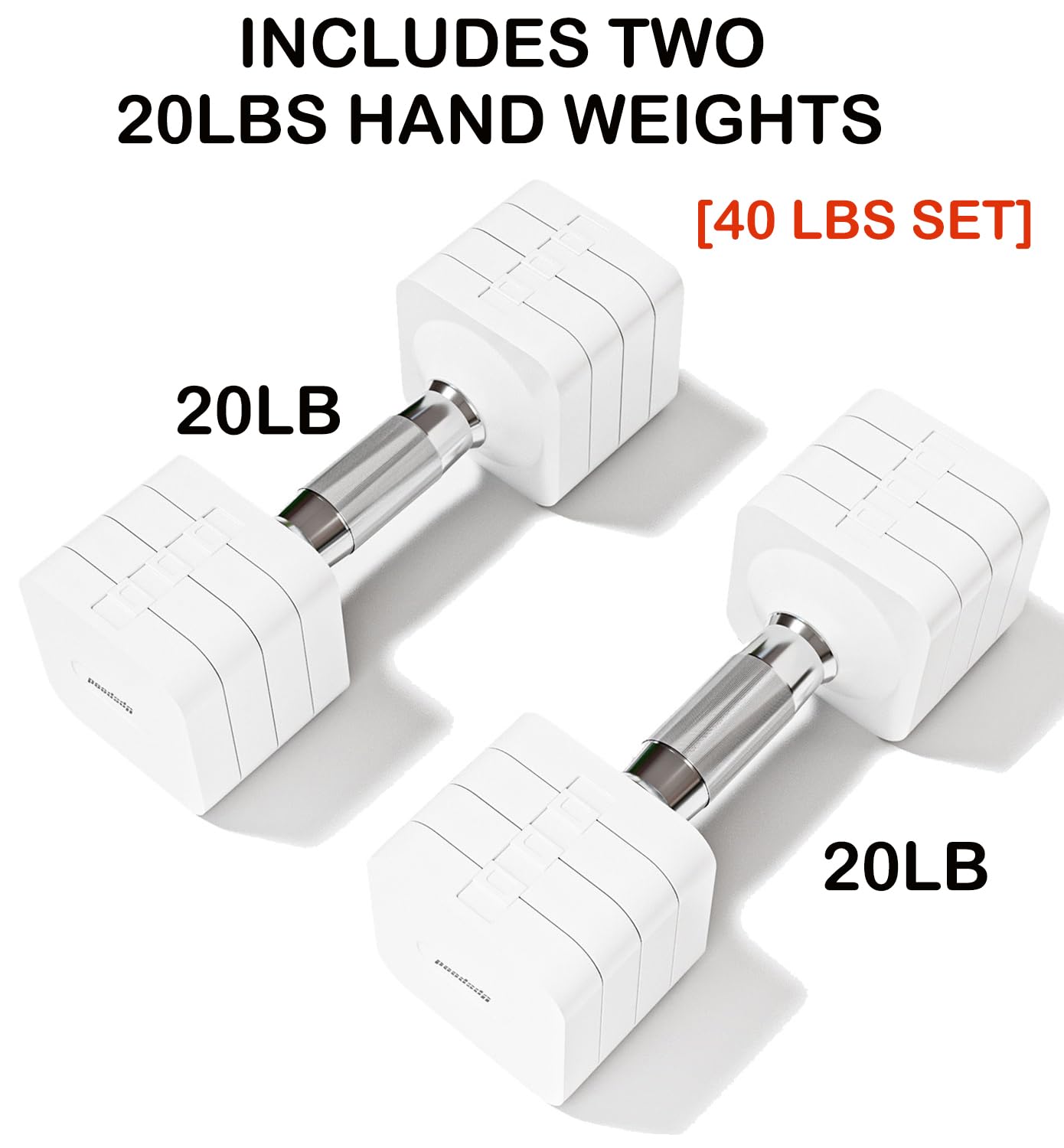 40LBS Hand Weights Set Adjustable Dumbbells Set for Men Women, 4 in 1 Free Weights Dumbbells Sets Adjust Dumbbell Weight Sets for Home Gym Exercise Workout Strength Training Equipments, White