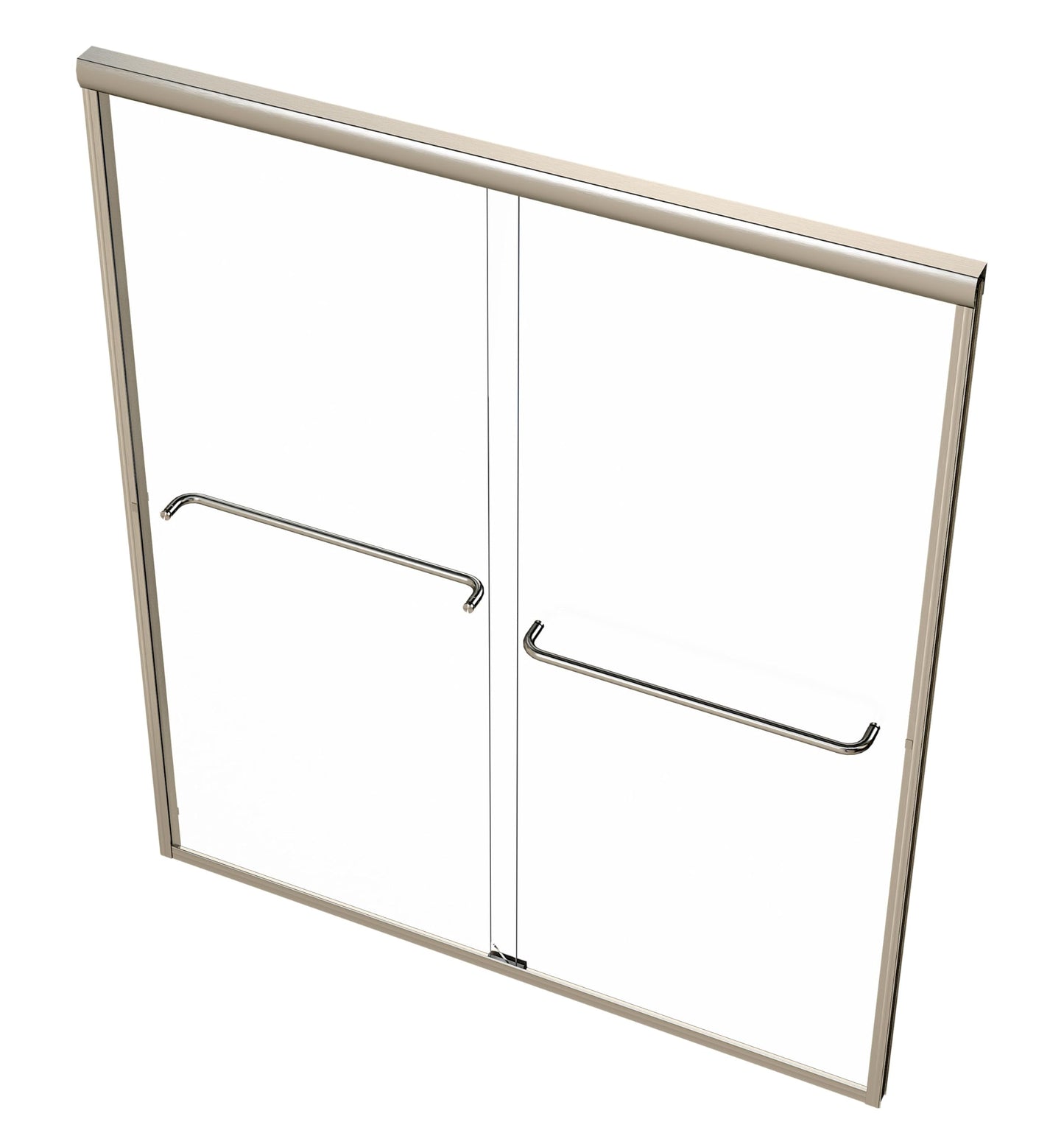 EUROTECH SHOWERS Classic 56-59" W x 72" H Semi-Frameless Double Sliding Glass Shower Door with 1/4" Clear Tempered Safety Glass (Brushed Nickel)